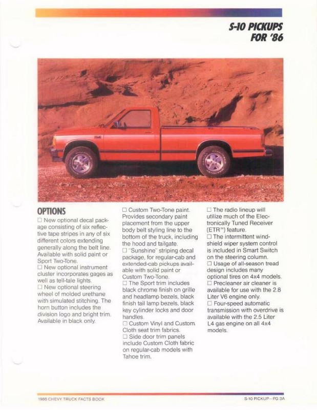1986 Chevrolet Truck Facts Brochure Page 11